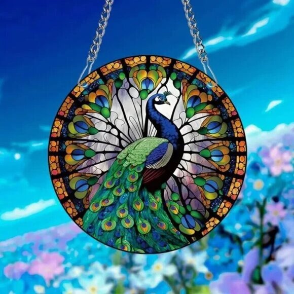 Vibrant Peacock Window Hanging Acrylic Suncatcher - Picture 14 of 14